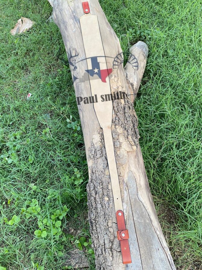 Texas Flag Leather Rifle Sling – Hand Tooled Deer Antler & Duck Design - Image 2
