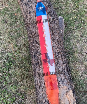 Personalized Texas Flag Leather Rifle Sling – Handcrafted Western Design
