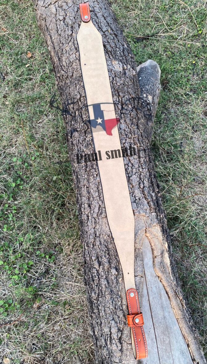 Personalized Texas Flag Leather Rifle Sling – Handcrafted Western Design - Image 3