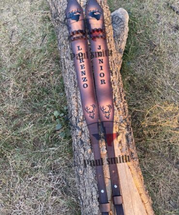 Custom Leather Rifle Sling with Ammo Loops – Hand Tooled Deer Head Design