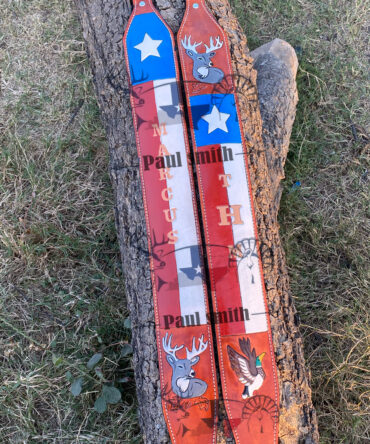 Texas Flag Leader Rifle Sling – Hand Tooled Deer and Duck Design